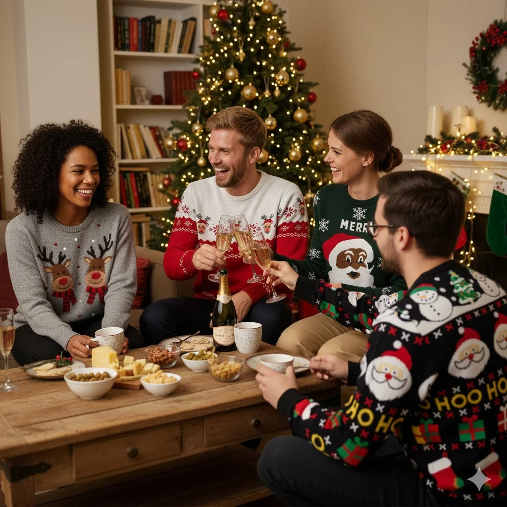 Ambiance festive avec pulls de Noël